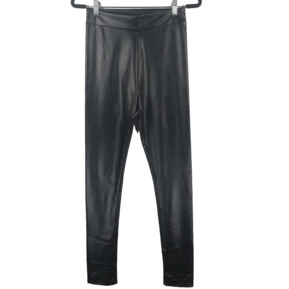 Lulus Black Faux Leather Leggings High Waisted Pants Size MEDIUM